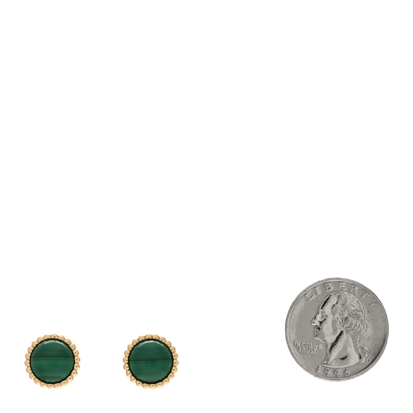 18K Yellow Gold Malachite Perlee Couleurs Earrings
