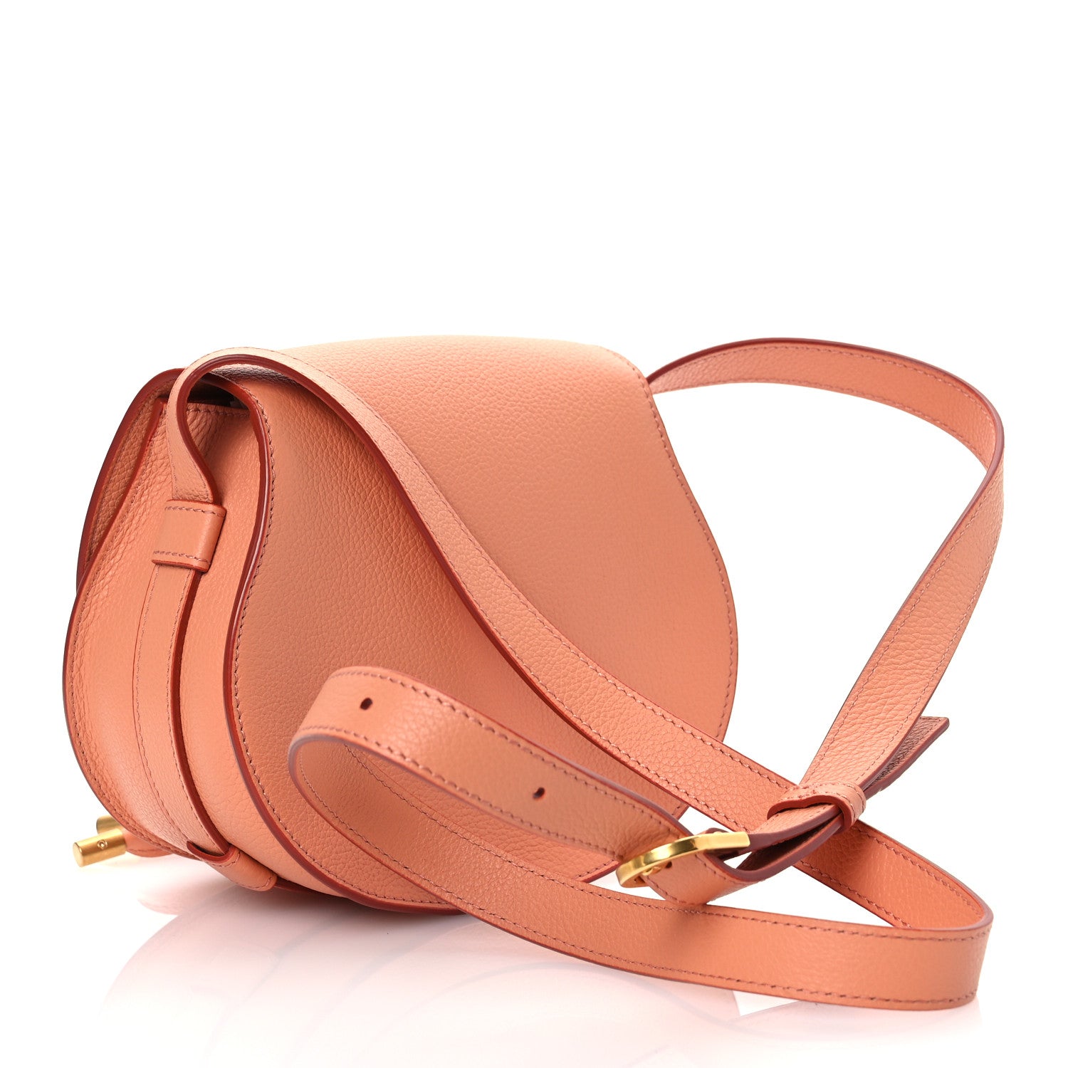 Chloe Grained Calfskin Small Marcie Saddle Bag Wood Rose 3 of 12