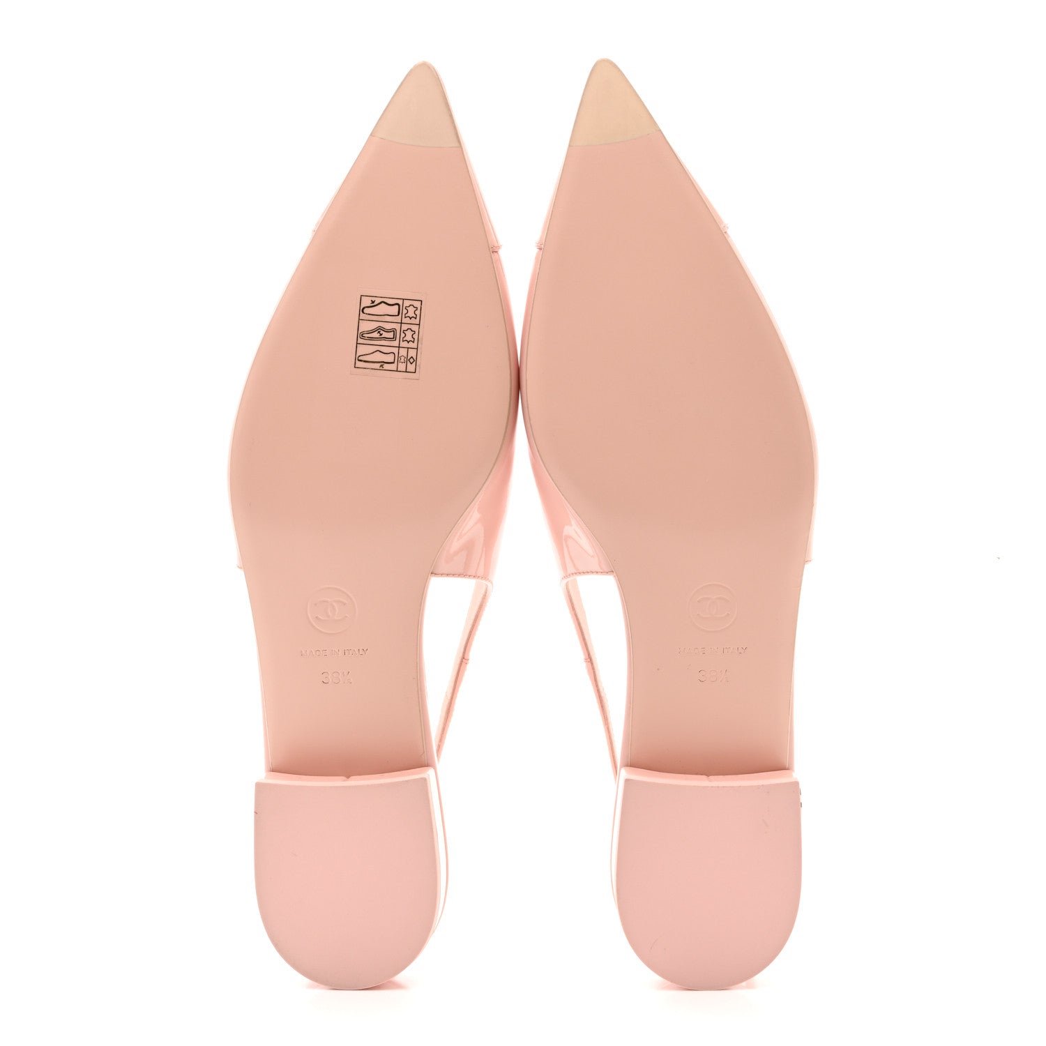Chanel Patent Calfskin Cap Toe Slingback Flats 38.5 Light Pink 5 of 9