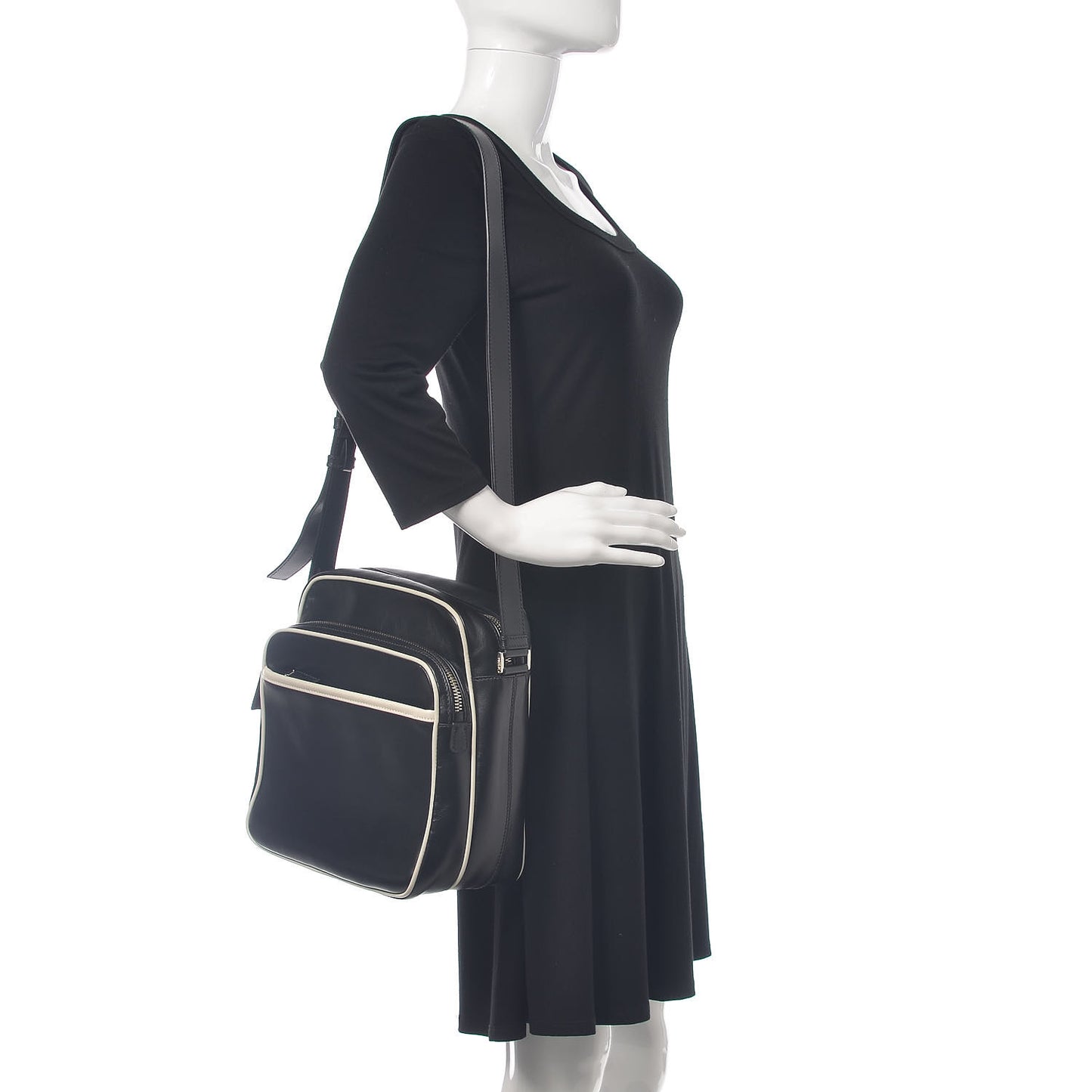 Vitello Bi-Color Crossbody Black Talco