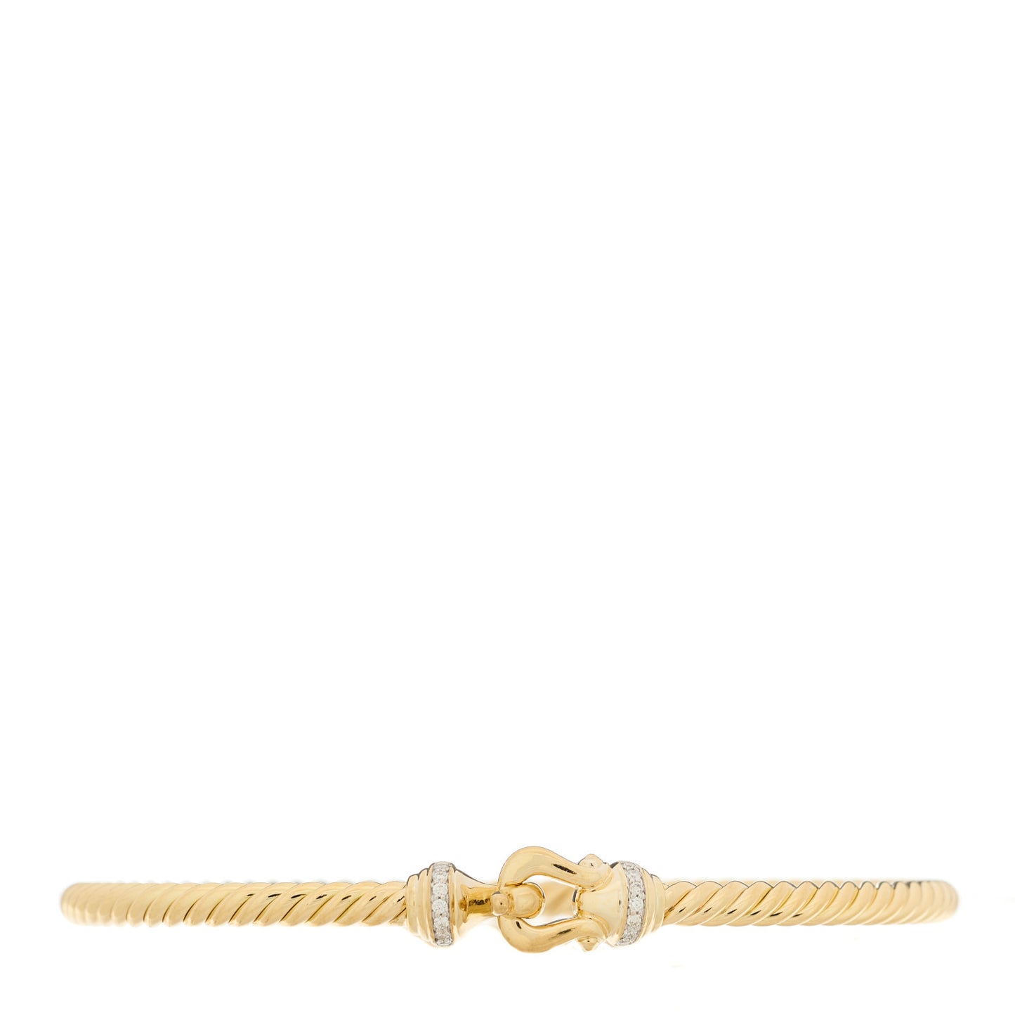 18K Yellow Gold Diamond 3.5mm Cable Buckle Bracelet