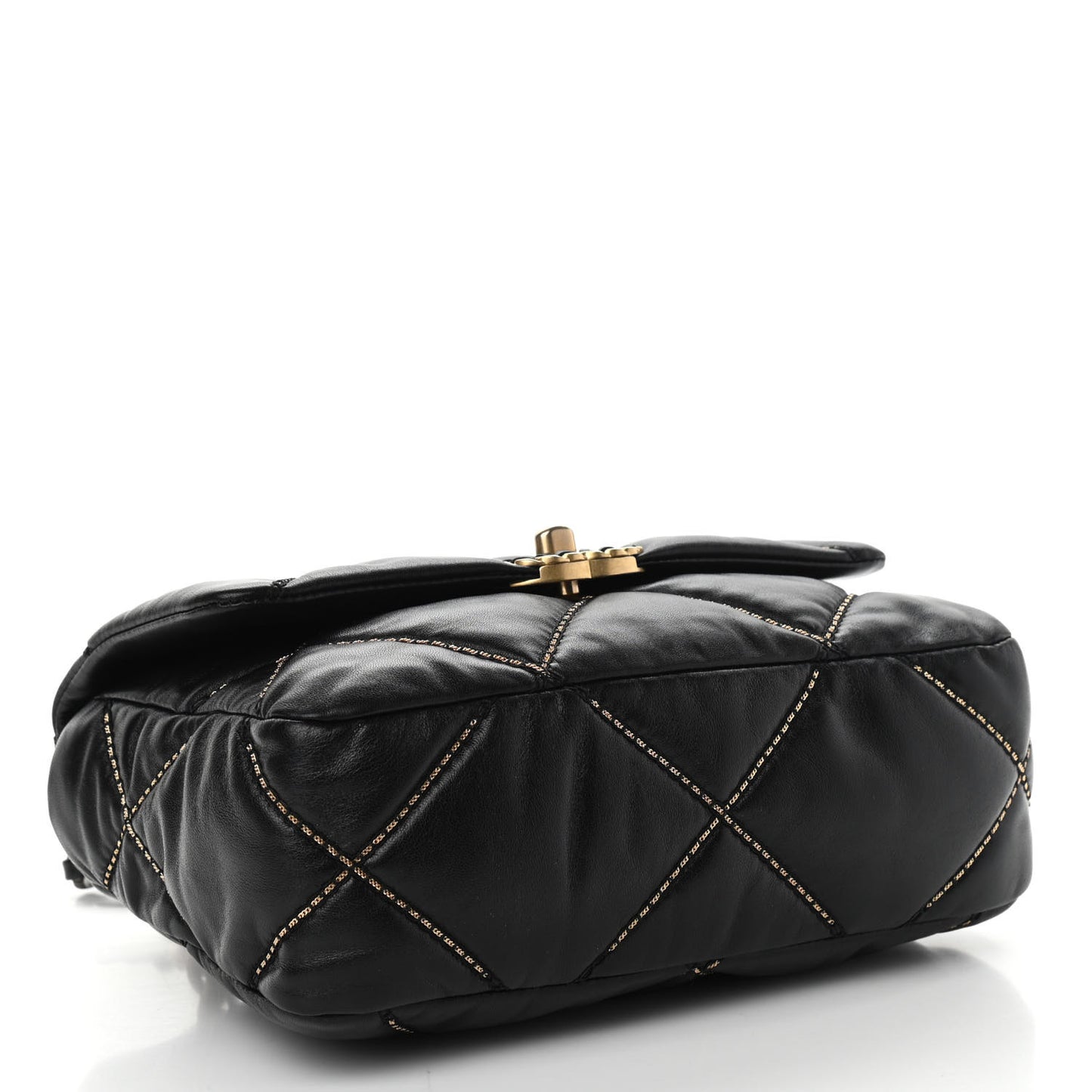 Lambskin Chain Quilted Medium Chanel 19 Flap Black