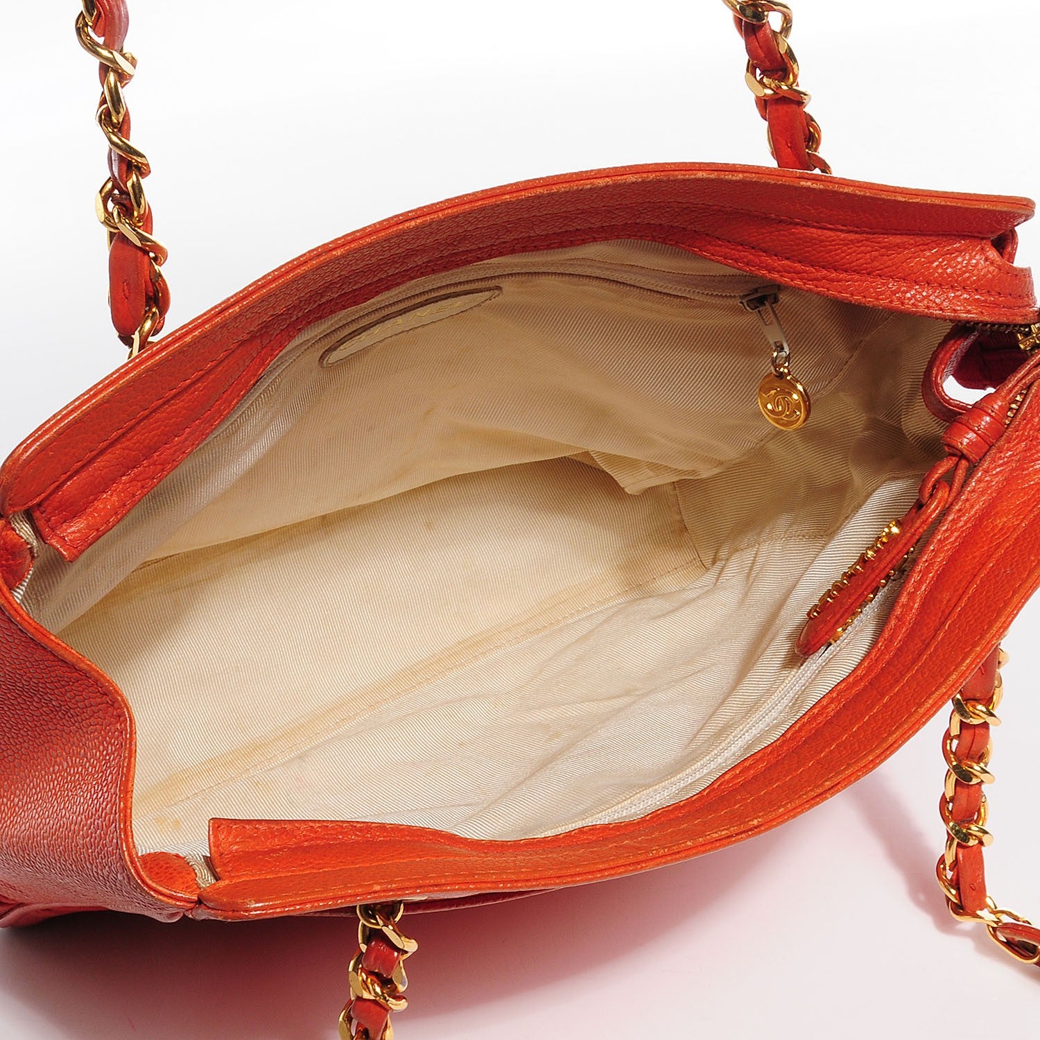 Chanel Caviar CC Shoulder Bag Orange 5 of 9
