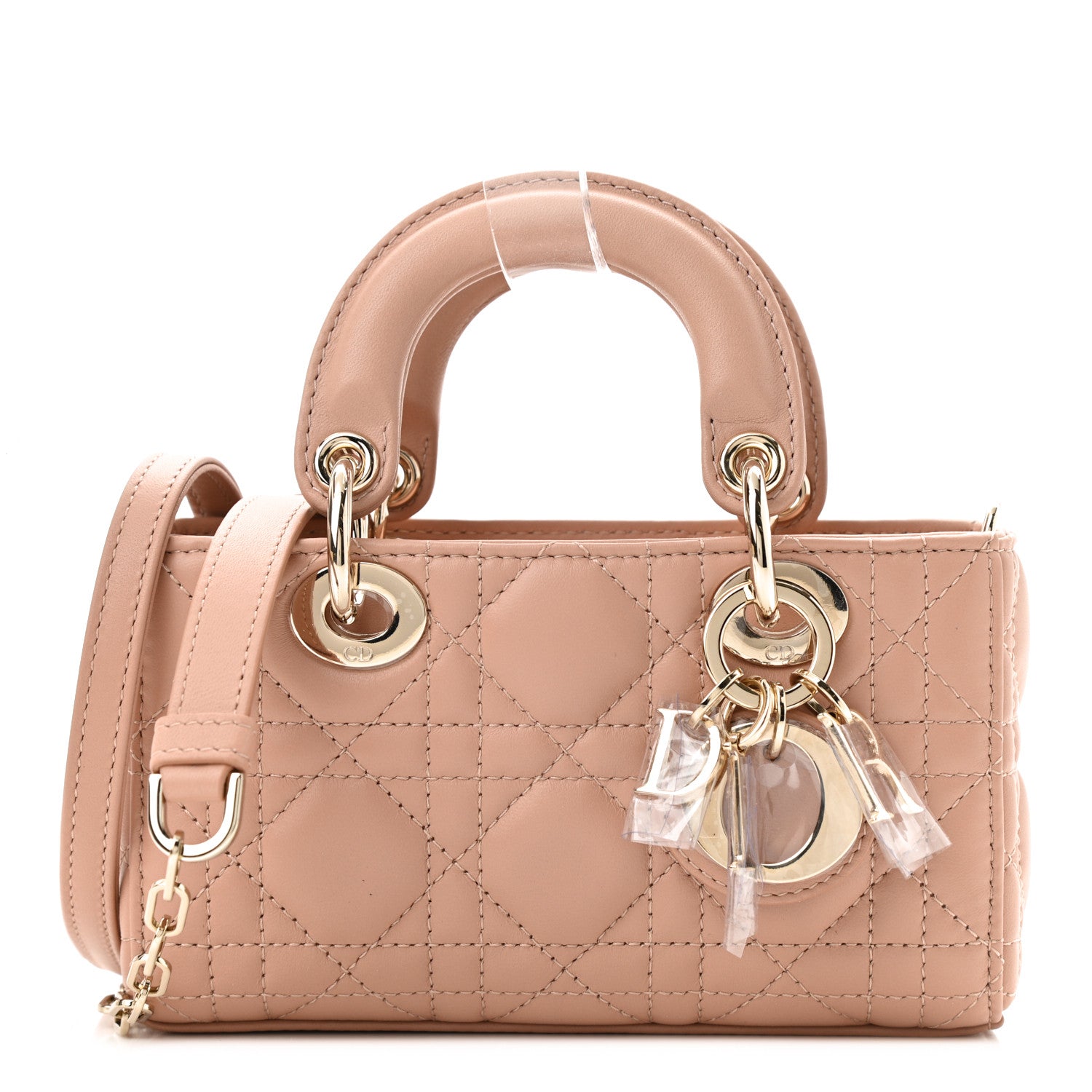 Christian Dior Lambskin Cannage Micro Lady D-Joy Rose De Vents