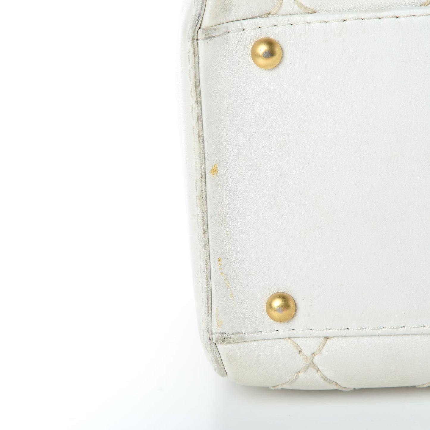 Calfskin Wild Stitch Top Handle Bag White