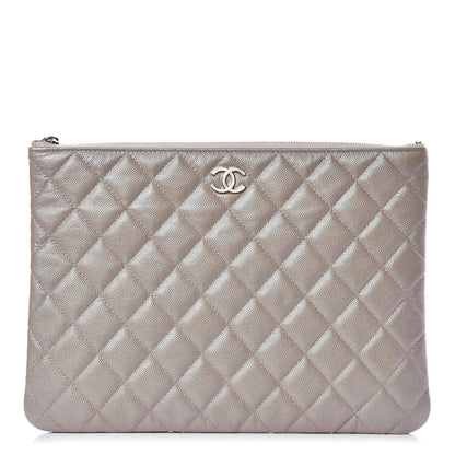 Chanel Iridescent Caviar Quilted Medium Cosmetic Case Beige 1 of 9