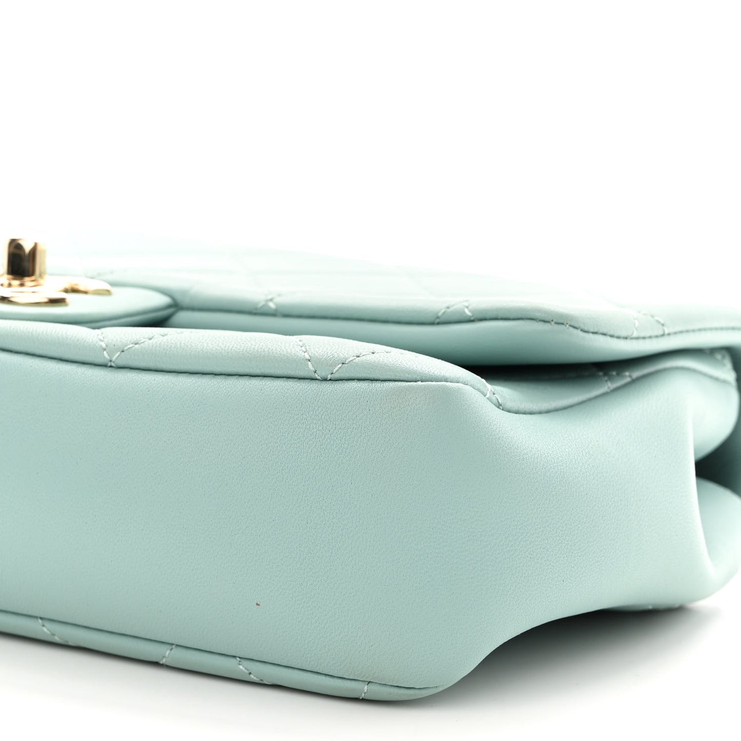 Lambskin Quilted Resin Bi-Color Chain Flap Bag Light Blue