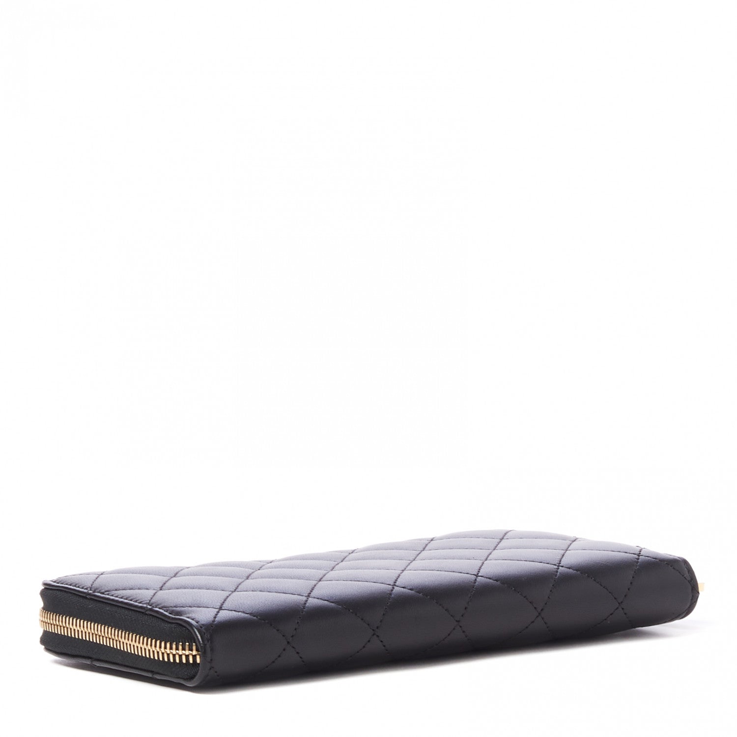Chanel Lambskin Quilted Large Gusset Zip Around Wallet Black 3 of 10