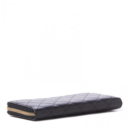 Chanel Lambskin Quilted Large Gusset Zip Around Wallet Black 3 of 10