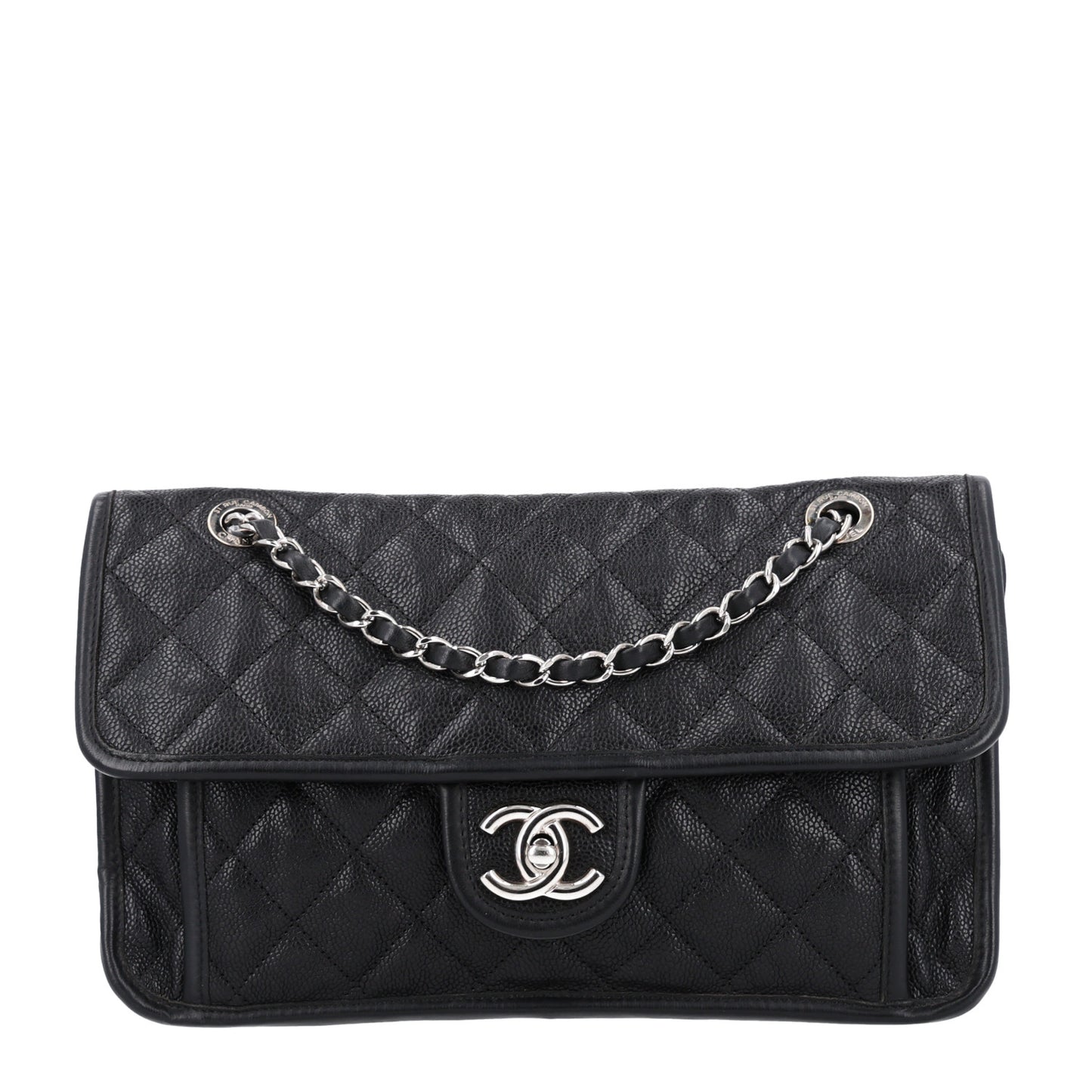 Caviar Quilted Medium French Riviera Flap Black