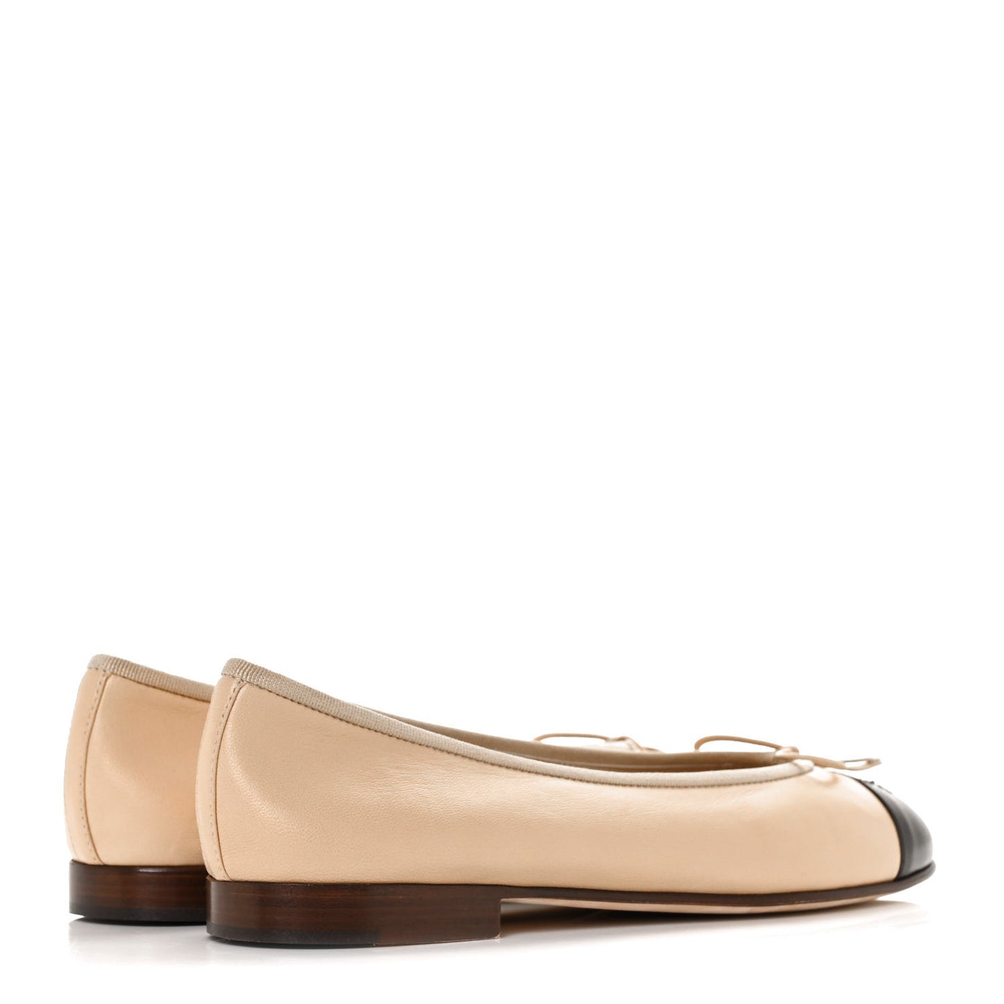 Lambskin Cap Toe CC Ballerina Flats 40 Beige Black