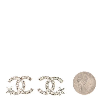 Chanel Crystal CC Starfall Earrings Silver 2 of 6