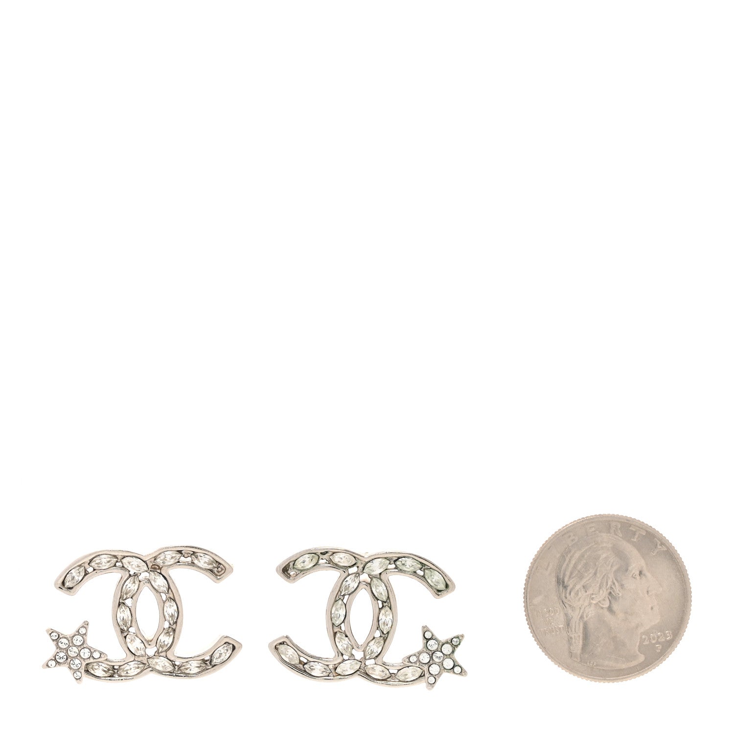 Chanel Crystal CC Starfall Earrings Silver 2 of 6
