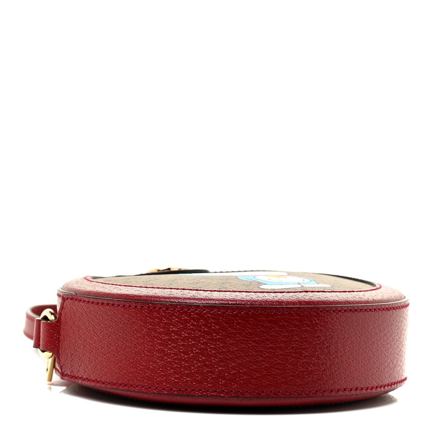 X DORAEMON Mini Vintage GG Supreme Monogram Mini Round Shoulder Bag Beige Cherry Red