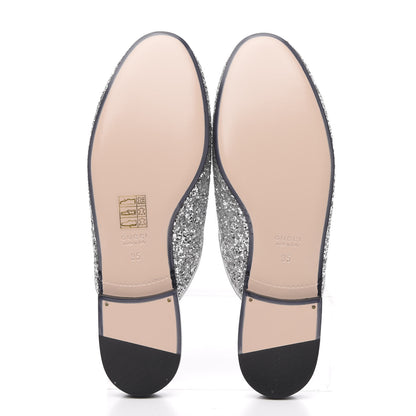 Gucci Glitter Womens Princetown Slippers 35 Silver 5 of 8