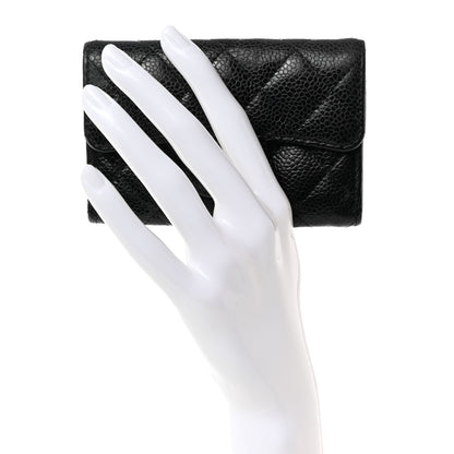 Chanel Caviar Quilted Flap Card Holder Wallet Black 2 of 12