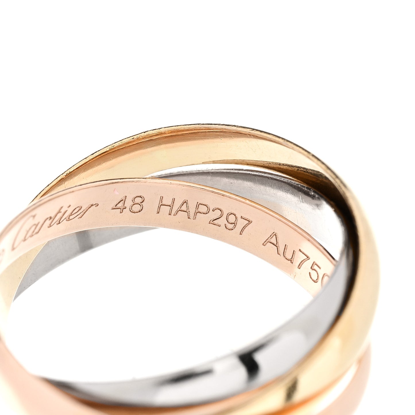 18K Pink Yellow White Gold Small Trinity Ring 48 4.5