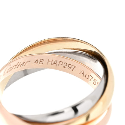 Cartier 18K Pink Yellow White Gold Small Trinity Ring 48 4.5 5 of 5