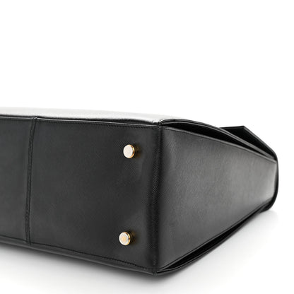 Salvatore Ferragamo Hammered Calfskin Medium Iconic Top Handle Bag Black 9 of 12