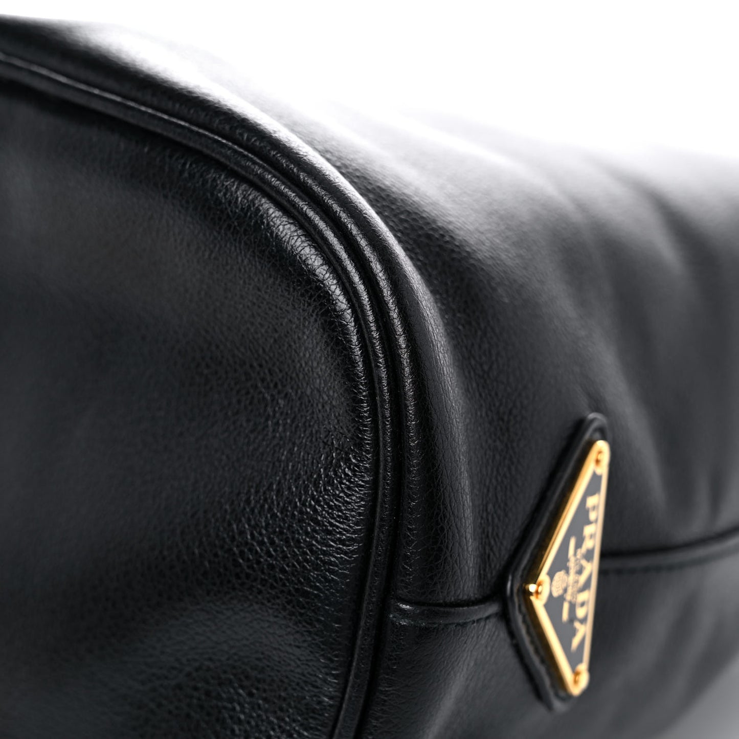 Glace Calfskin Embossed Secchiello Bucket Bag Black