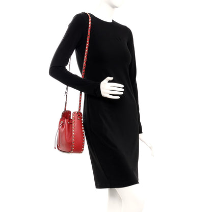 Valentino Garavani Vitello Rockstud Bucket Bag Rosso Valentino 2 of 8