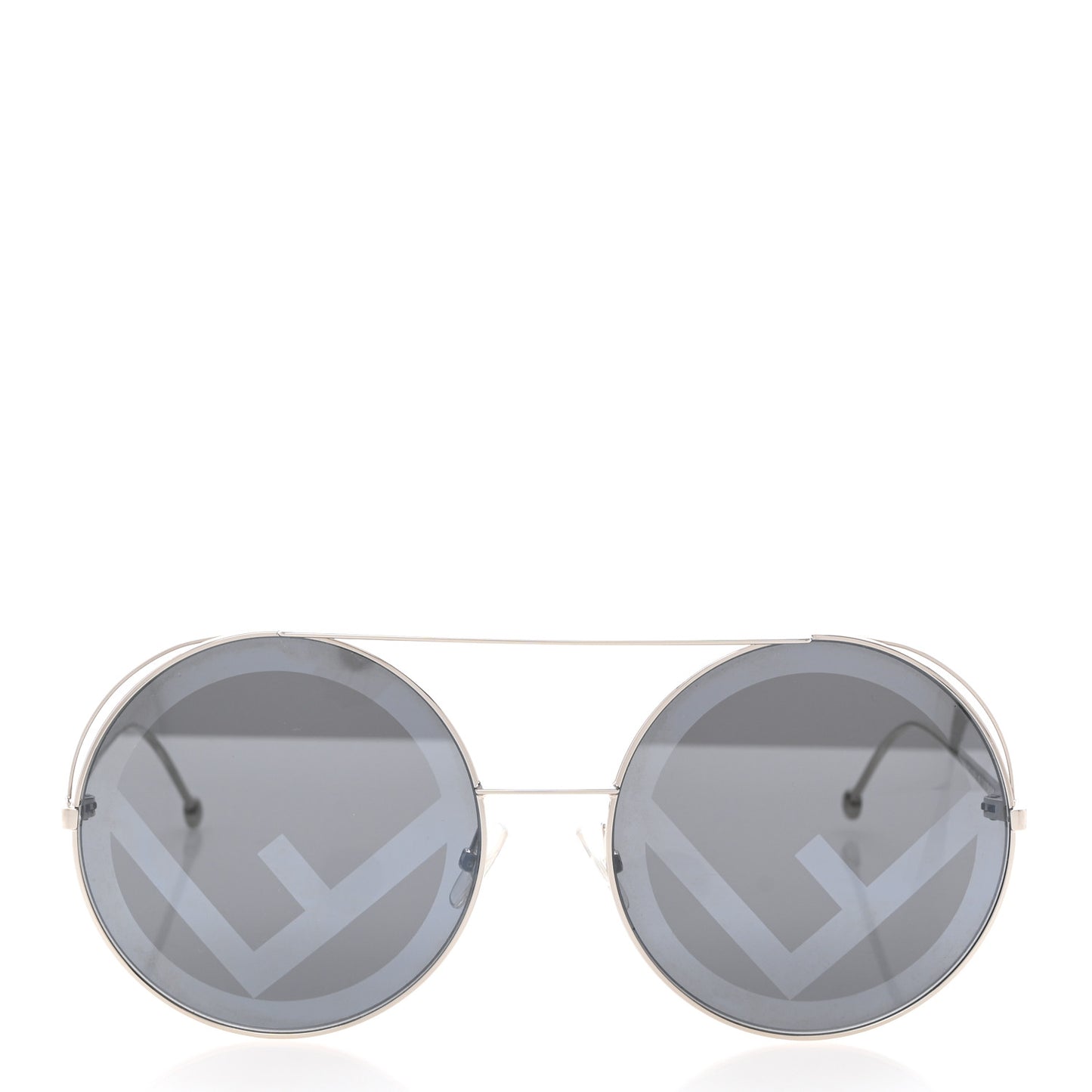 Metal F is Fendi Printed Run Away Round Frame Sunglasses FF 0285/S Black