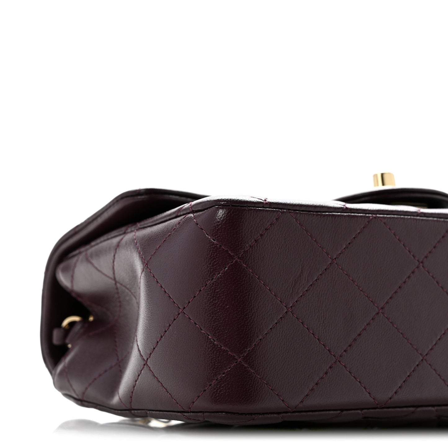 Lambskin Quilted Mini Rectangular Flap Burgundy