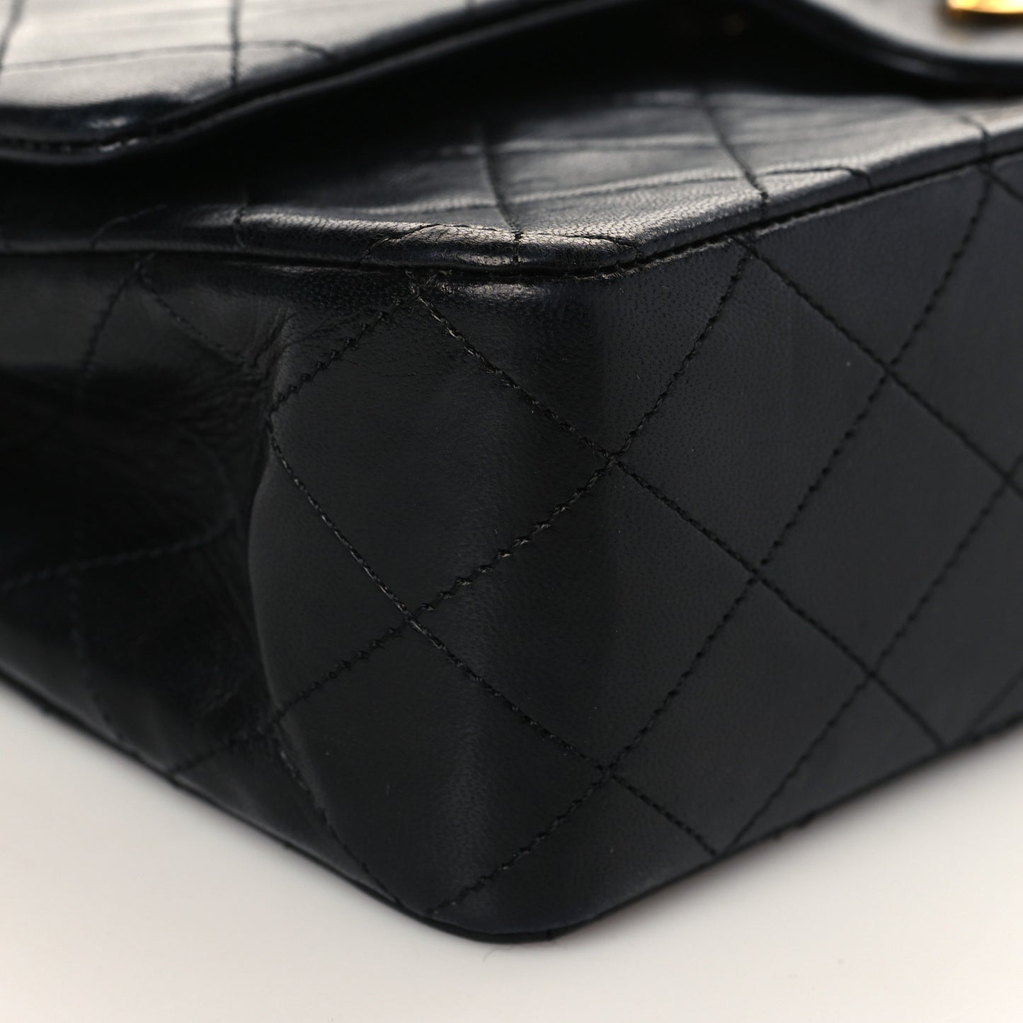 Lambskin Quilted Medium Double Flap Black
