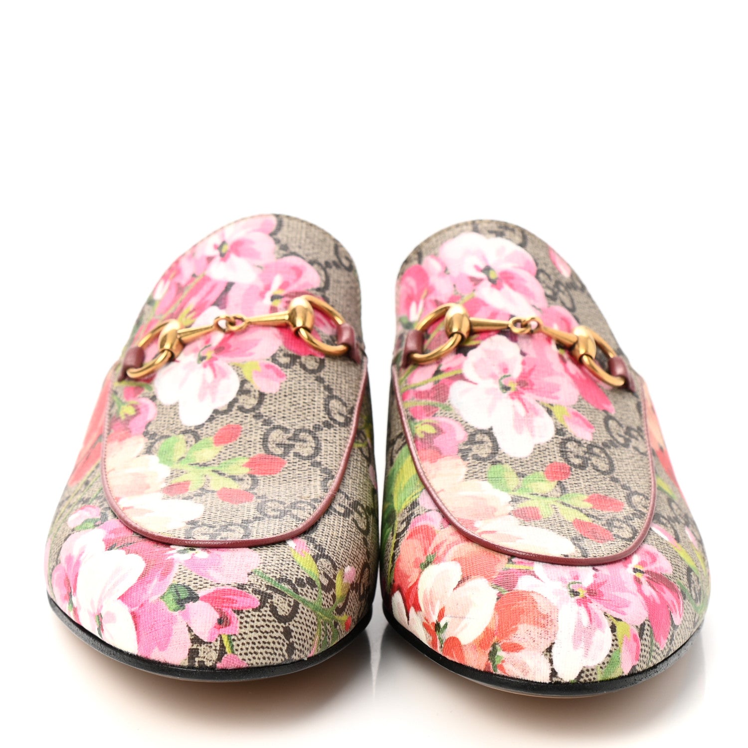 Gucci GG Supreme Monogram Blooms Womens Princetown Slippers 37.5 Beige Multicolor Dry Rose 2 of 8