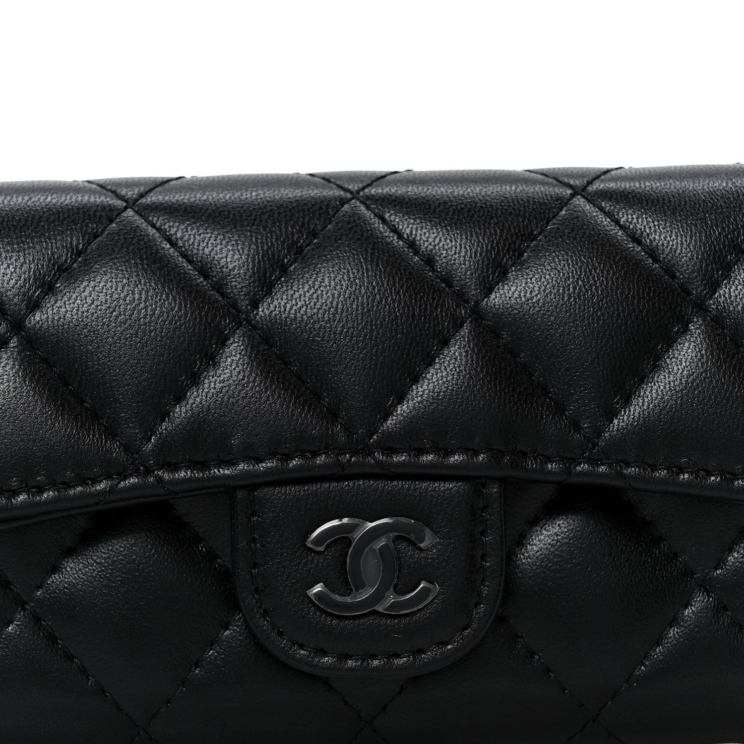 Chanel Lambskin Quilted Flap Card Holder Wallet So Black 9 of 10