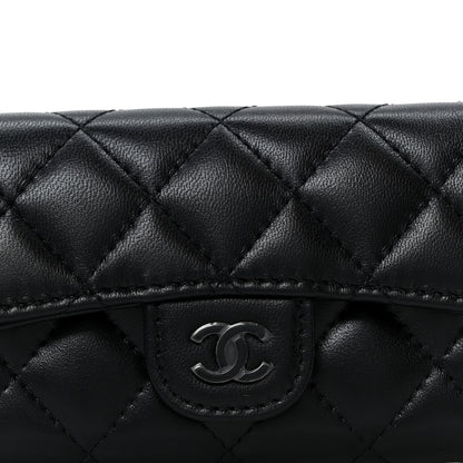 Chanel Lambskin Quilted Flap Card Holder Wallet So Black 9 of 10