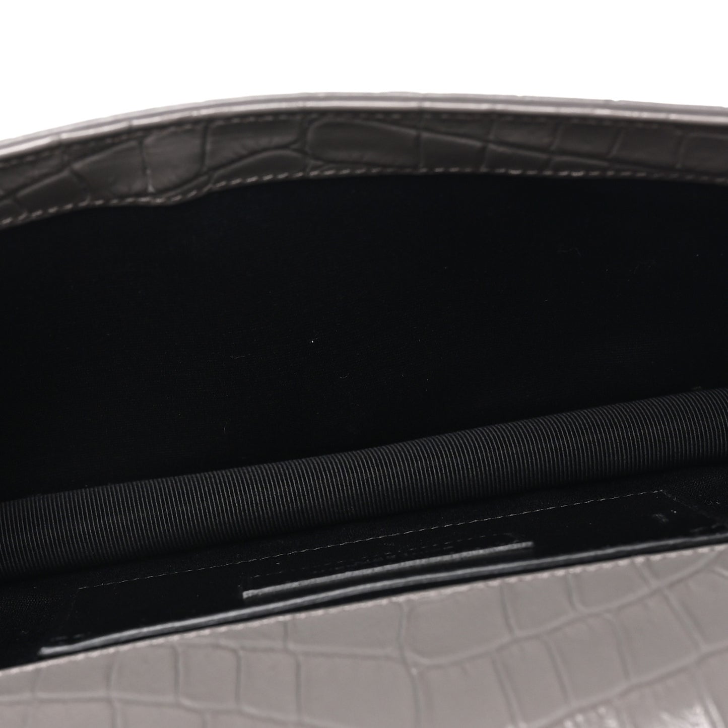 Croc Embossed Calfskin Classic Kate Monogram Clutch Fog