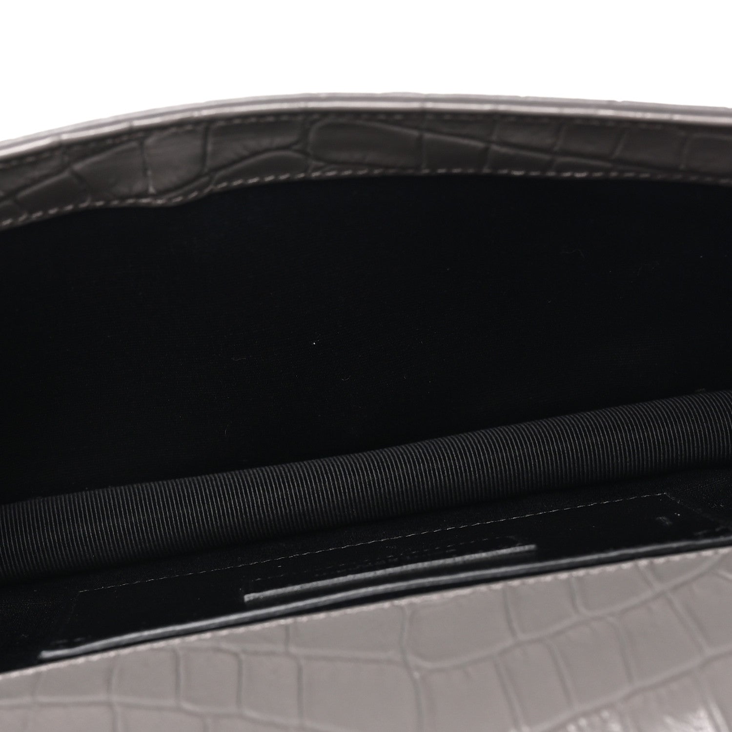 Saint Laurent Croc Embossed Calfskin Classic Kate Monogram Clutch Fog 5 of 7