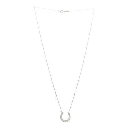 Tiffany 18K White Gold Diamond Metro Horseshoe Pendant Necklace 3 of 6