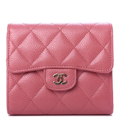 Chanel Metallic Caviar Quilted Compact Flap Wallet Pink 1 of 7