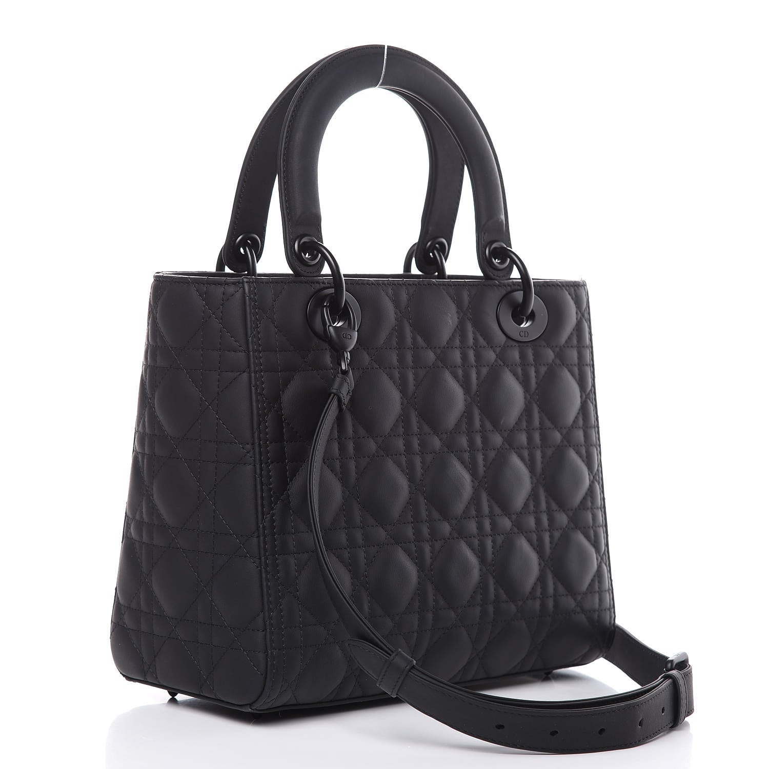 Christian Dior Ultra Matte Calfskin Cannage Medium Lady Dior Black 3 of 12