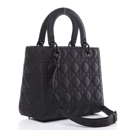 Christian Dior Ultra Matte Calfskin Cannage Medium Lady Dior Black 3 of 12
