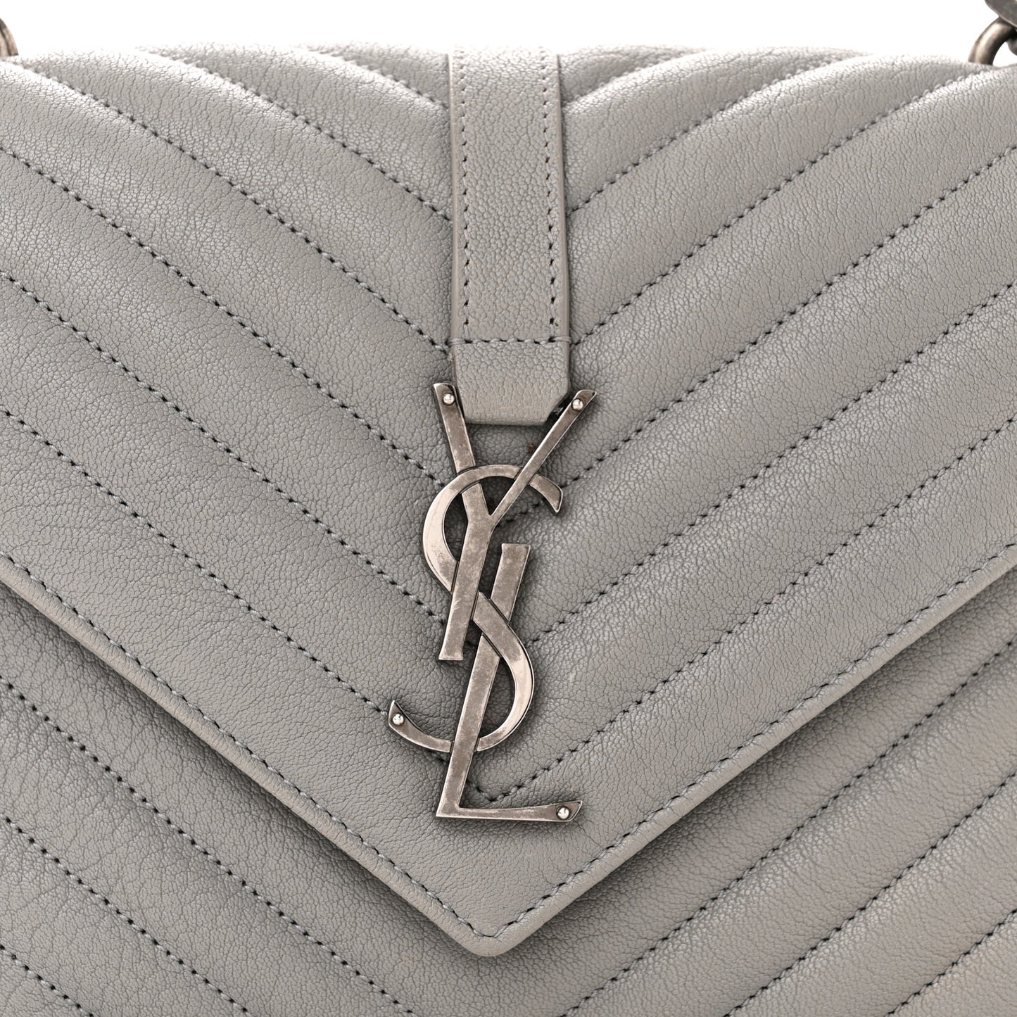 Sheepskin Matelasse Chevron Monogram Medium College Bag New Stone