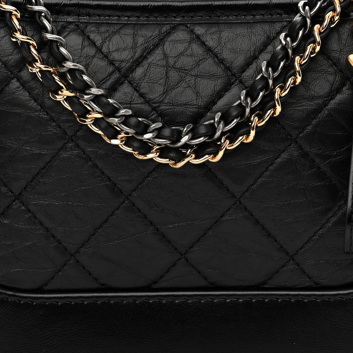 Aged Calfskin Quilted Small Gabrielle Hobo Black