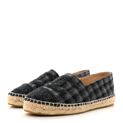 Chanel Flannel CC Espadrilles 38 Dark Grey Black 3 of 9