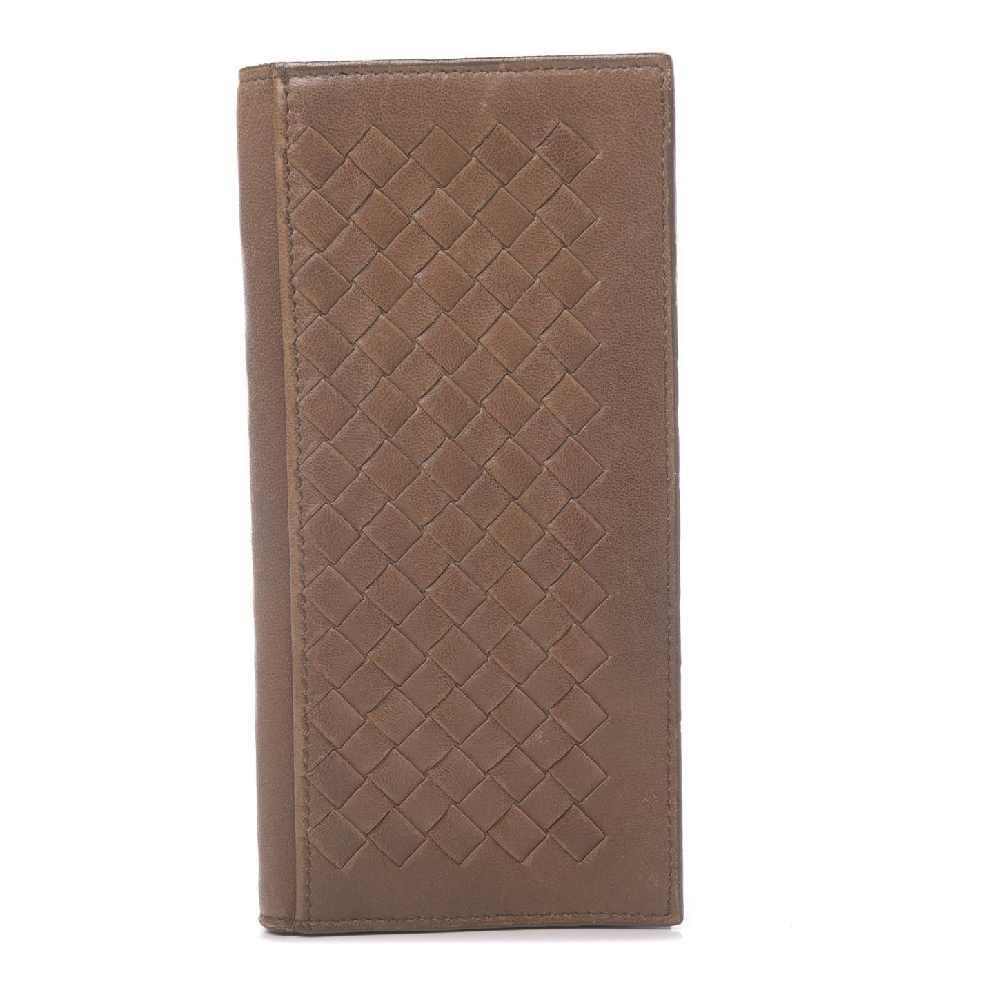 Nappa Intrecciato Long Bi-Fold Wallet Noce