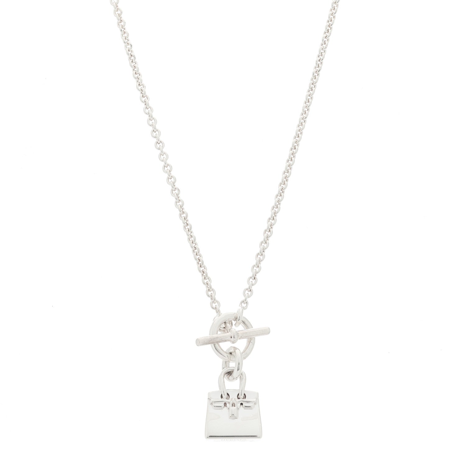 Hermes Sterling Silver Birkin Amulette Pendant Necklace 1 of 5