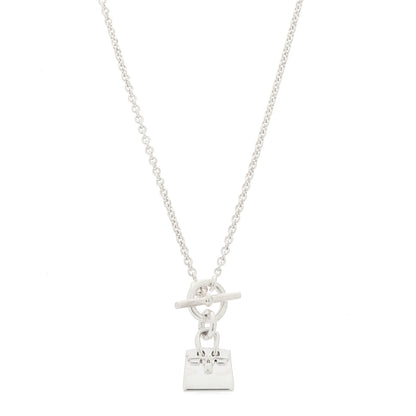 Hermes Sterling Silver Birkin Amulette Pendant Necklace 1 of 5