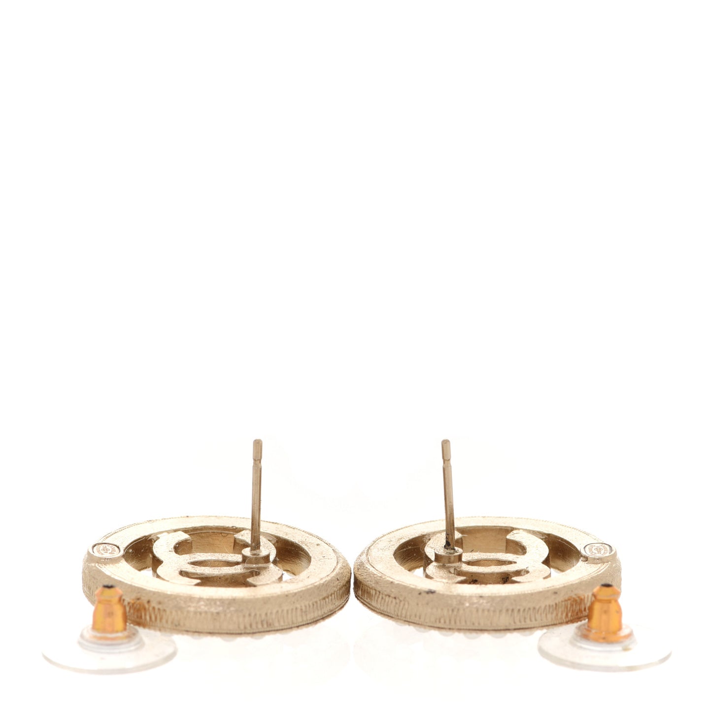 Pearl CC Round Earrings Gold