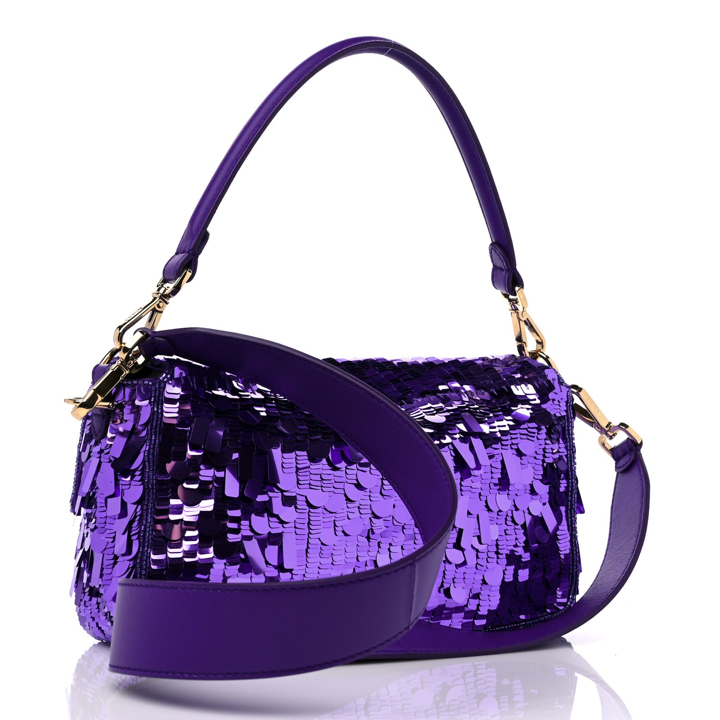 Sequin Paillettes Shiny Nappa Sex and the City Baguette Viola Purple Rain