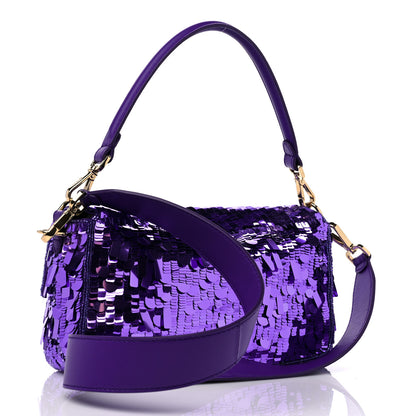 Fendi Sequin Paillettes Shiny Nappa Sex and the City Baguette Viola Purple Rain 3 of 8