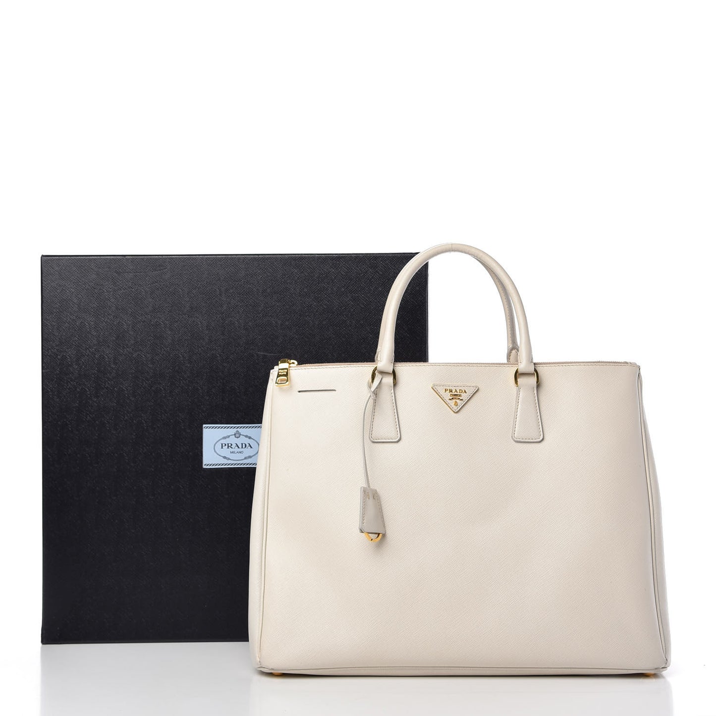 Saffiano Lux Extra Large Galleria Double Zip Tote Talco
