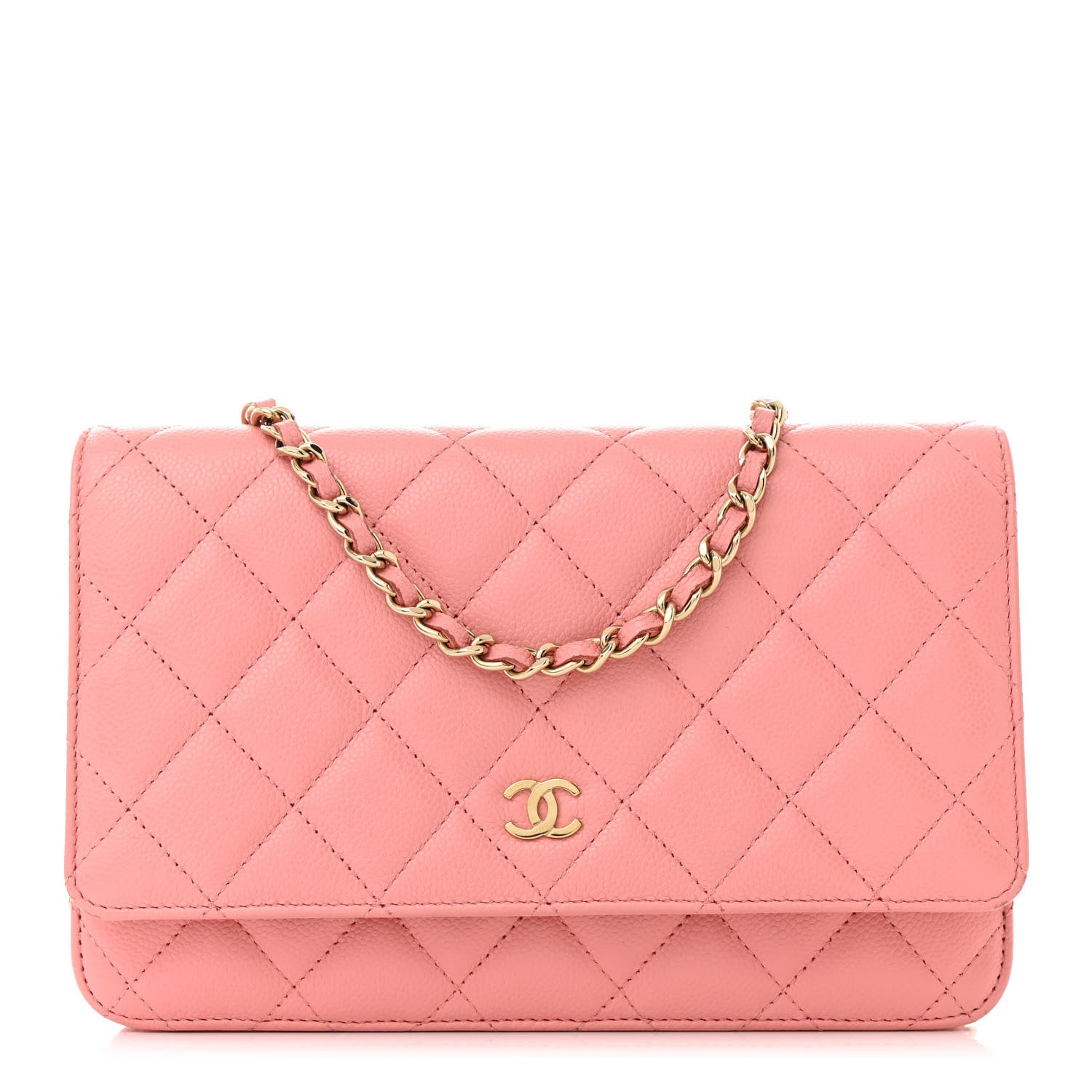 Chanel Caviar Quilted Wallet on Chain WOC Coral Pink 1 of 13