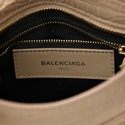 Balenciaga Calfskin Crocodile Embossed Classic Gold Hardware Mini City Beige Latte 6 of 10