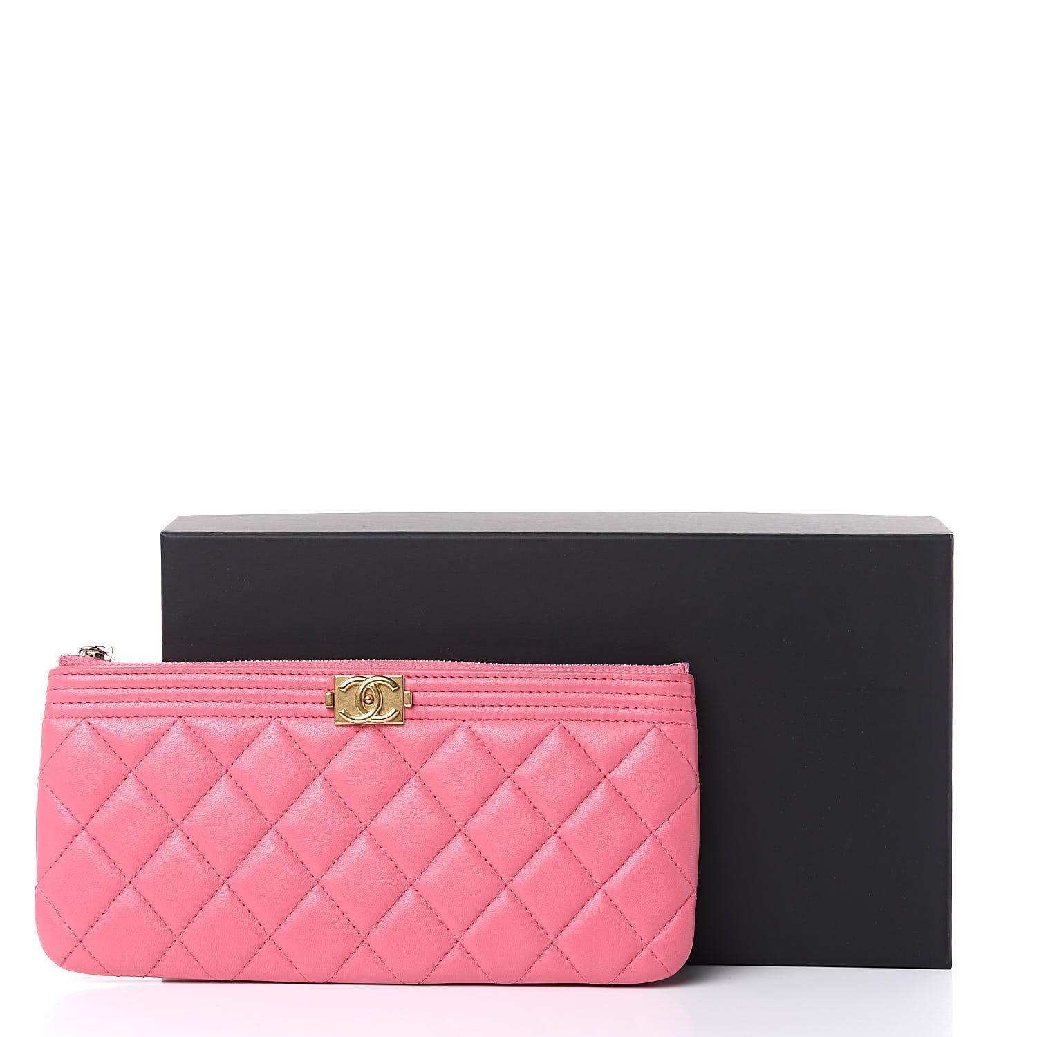 Chanel Lambskin Quilted Small Boy Zipped Pouch Pink 11 of 11